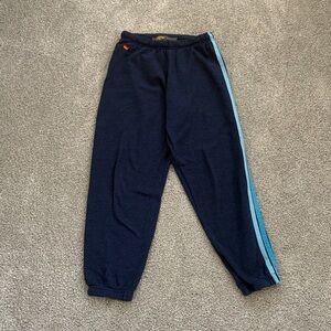 Aviator Nation Navy Blue Sweatpants with Light Blue Stripe